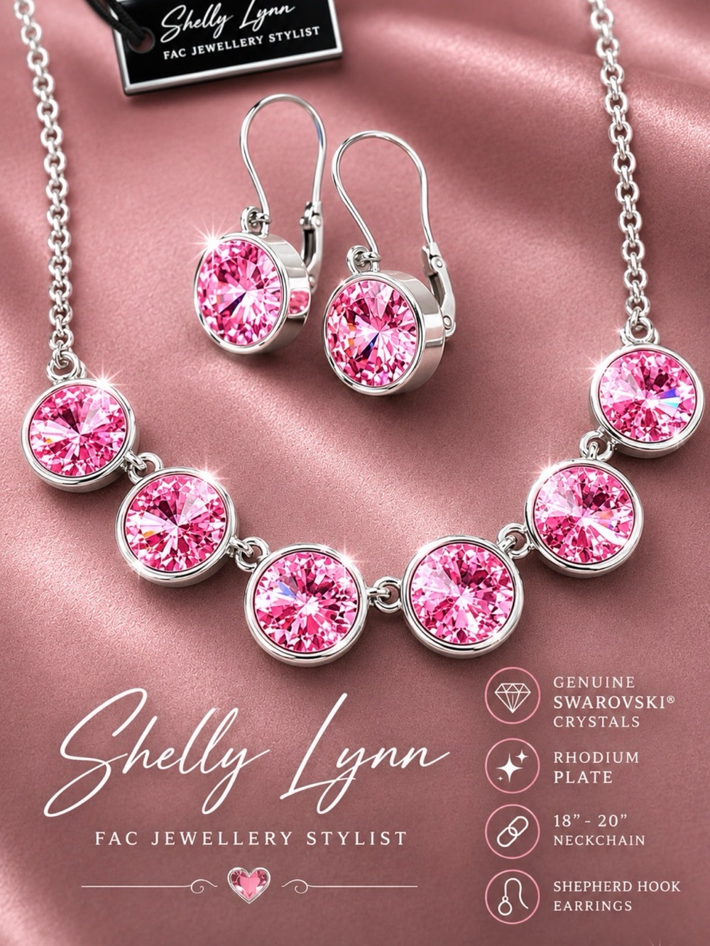 FAC GENUINE Crystal Necklace and Earrings Set 🌸